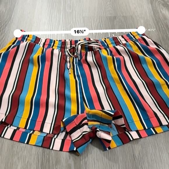 Guess Bright Multicolor Striped High Rise Tie Waist Shorts‎ Size XL - Picture 8 of 10